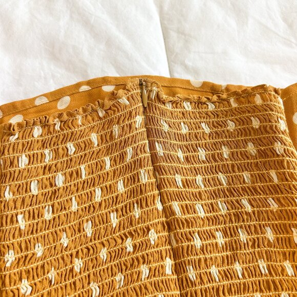 NWOT Reformation Grove Top Mustard Polka Dot Puff Sleeve Blouse Size 6 - Picture 7 of 7